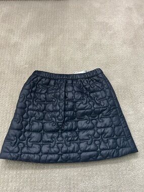 NWT Ganni Quilted A-Line Skirt in Navy Blue